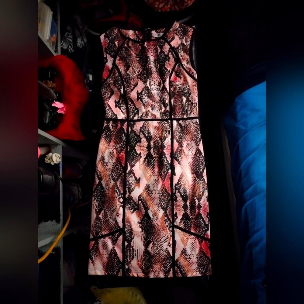 Pink&Black Snakeskin Print Dress